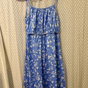 Nursing Dress Elegant Blue Floral Women's